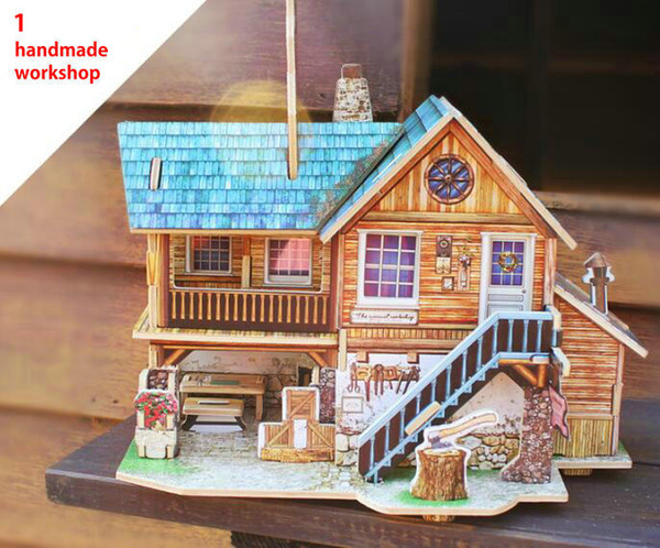 Hot Magic 3D Puzzle Kids Educational Toys DIY Wood Puzzles Jigsaw House Castle Famous Building