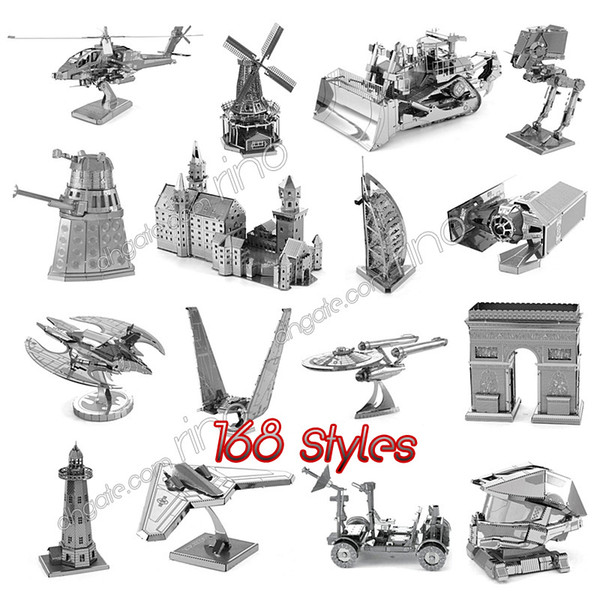 3D Metal DIY Puzzle assembly Toys model Tank millennium falcon Tie Fighter famous building puzzle for kids adult gifts 168 Styles DHL