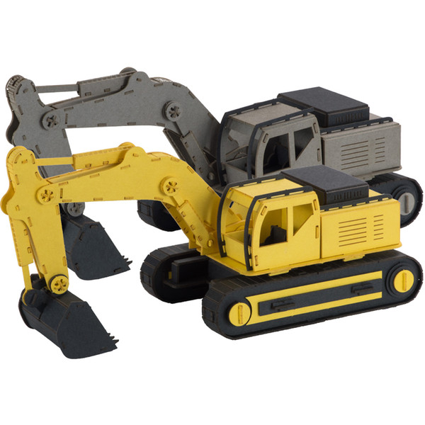 retail diy mini cartoon design model educational construction vehicles excavator paper toy 3d puzzle cardboard price wholesale