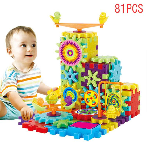 81 Pieces Electric Gears 3D Puzzle Building Kits Plastic Bricks Educational Toys For Kids Children Gift