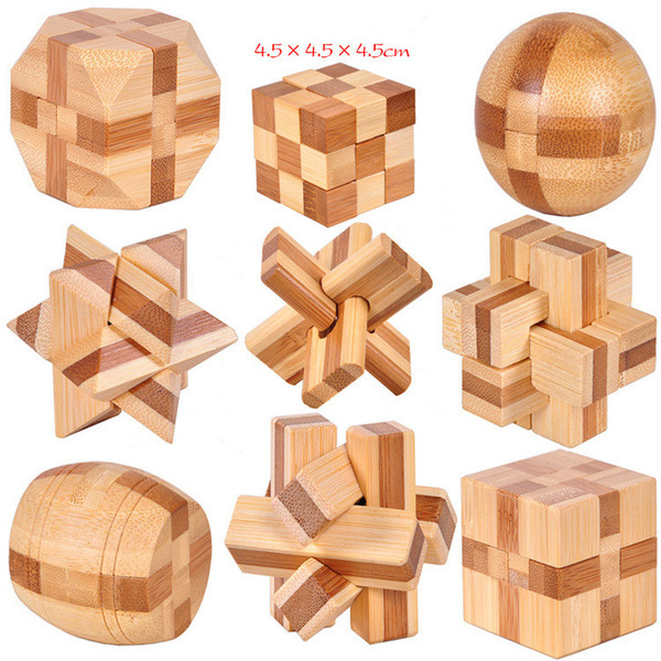 Design IQ Brain Teaser Kong Ming Lock Wooden Interlocking Burr 3D Puzzles Game Toy Intellectual Educational for Adults Kids