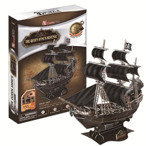 New product sales 3D Puzzle Pirate Ship Queen Revenge Black Pearl Paper Craft Creative Gift Educational Toys