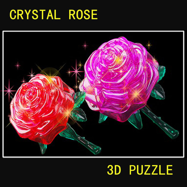 Rose Shape 3D Creative Adult DIY rose 3D Stereoscopic Crystal Jigsaw Assembly Model FSOB