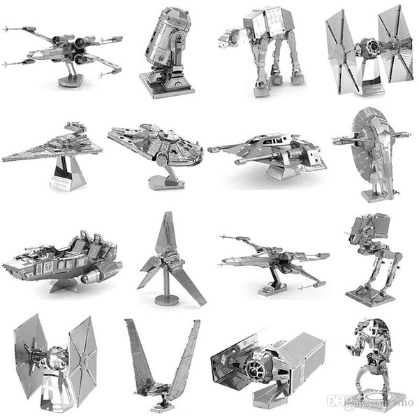 3D Metal Puzzle 168 Styles assembly Toys model DIY BB8 millennium falcon Tie Fighter famous building puzzle for kids adult gifts DHL