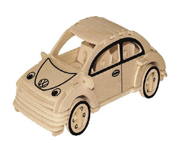 The simulation model of 3D assembled wooden puzzle DIY for students children's educational toys 3D wooden puzzle toy-beatles car