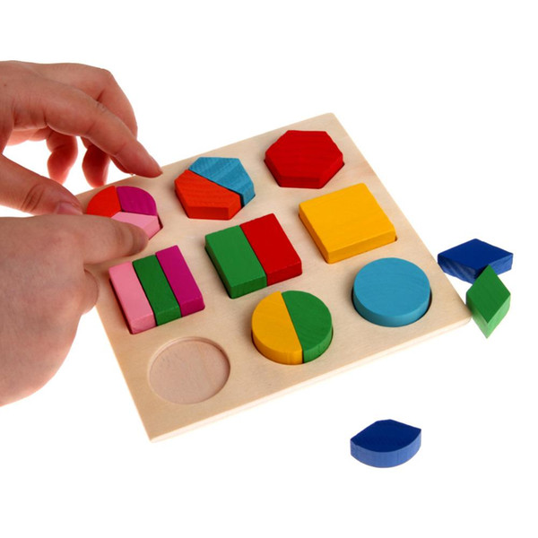 Kids Baby Wooden Learning Geometry Educational Toys Puzzle Montessori Early Learning Stacking Building Brain Training Toys