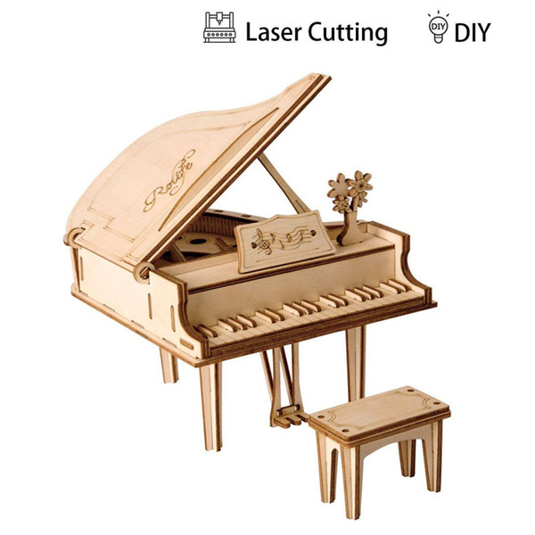 3D Wooden Puzzle Grand Piano Model Kits Laser Cut DIY Arts & Crafts Great Gift Toys for Boys Girls and Adults