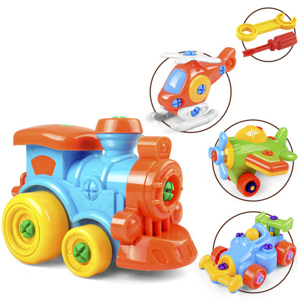 Early Learning Education DIY Screw Nut Group Installed Plastic 3d Puzzle Disassembly Train Car Kids Toys for Children Toys