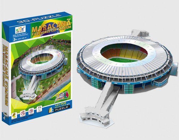 3D Kid Puzzle Brazil World Cup Football Field Two Thousand Fourteen Series New Pattern Toys Solid Paper Model 18yl G1