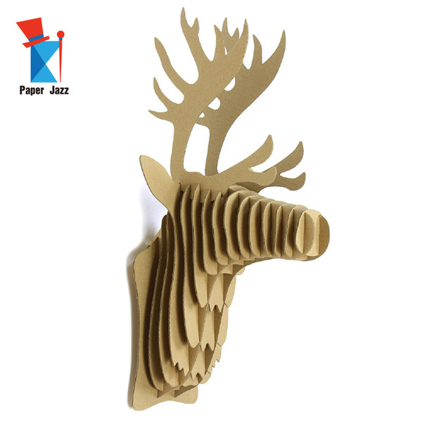 3D DIY Paper Puzzle Home Made Decoration Cardboard Deer Head Wall Hanging puzzle