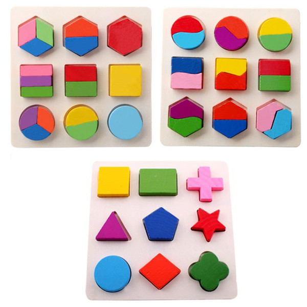 1 Set Baby 3D Wooden Puzzles Toy Learning Geometry Color Cognition Montessori Educational Kids Toys for Children Play Games Gift