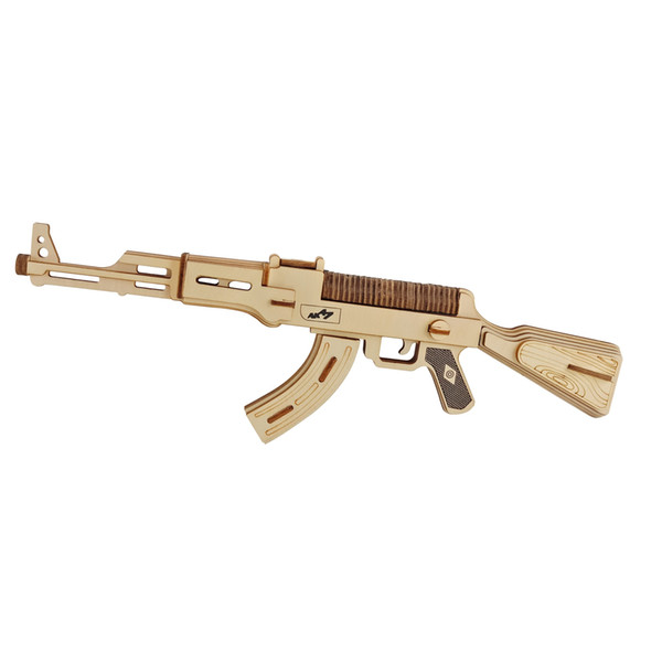 3D Wooden Puzzle Model AK47 Submachine Gun Toy DIY Jigsaw Puzzle Educational Toys Best Model Toy Gifts for Kids & Adults