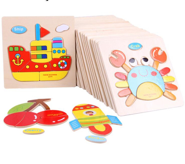 Wooden 3D Puzzle Jigsaw Wooden Toys For Children Cartoon Animal Puzzles Intelligence Kids Children Educational Toy