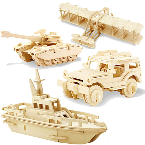 10pc 3D Wood Puzzles Children Adults Vehicle Puzzles Wooden Toys Learning Education Environmental Assemble Toy Wholesale