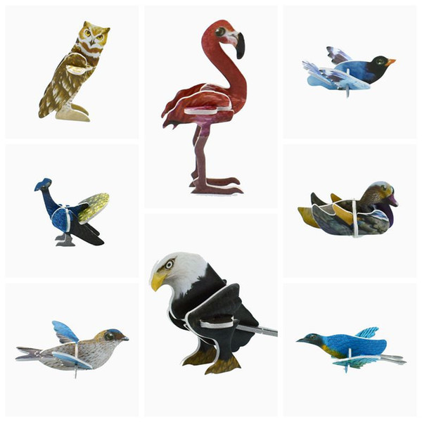 Wholesale 360pcs/lot Mini Cartoon Birds Animal Model Paper 3D Puzzles Toys for Children Gift Intelligence Toys