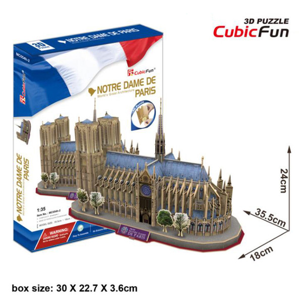 MC054H Notre Dame De Paris CubicFun 3D puzzle Diy Paper Model architectural model Papercraft Home Adornment for christmas