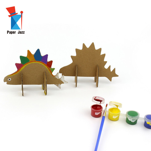 DIY 3D kids painting dinosaurs world toys puzzle children education toys 3d animal cardboard puzzle game