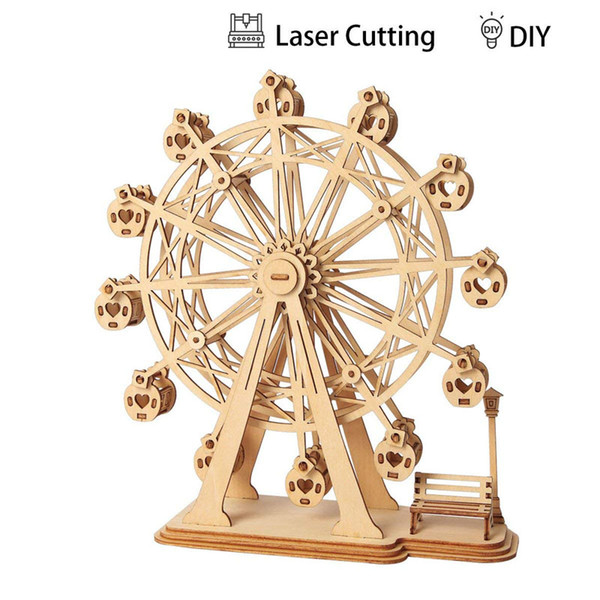 3D Wooden Puzzle Toy Ferris Wheel Wood Craft Building Kits Best Model Kit Great Gifts for Girls and Women