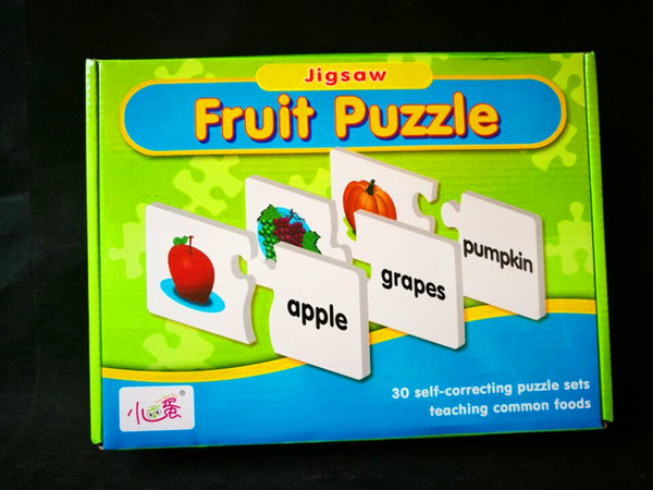 Vegetable and fruit jigsaw puzzle, English cardboard puzzle, English Enlightenment, early childhood learning, children's cognitive jigsaw