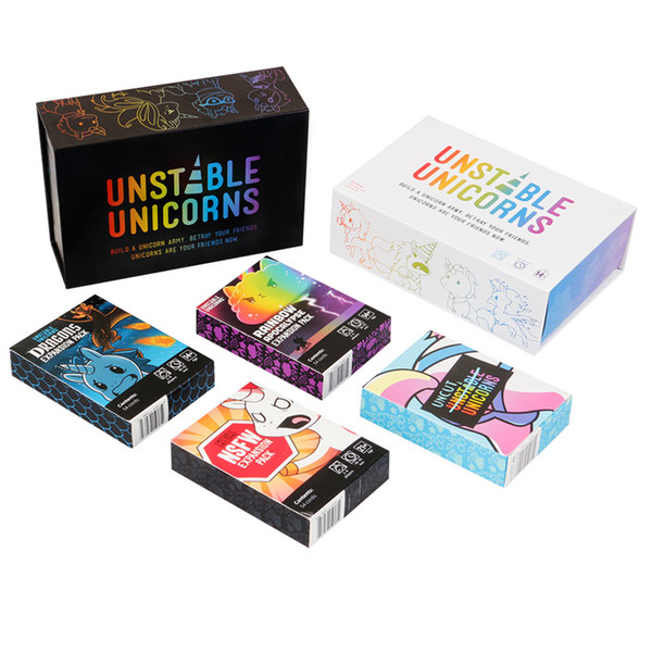 Unstable Unicorn Board Game Black White Box 4 Variety Expansion Packs Set Cards Game for Multiple Player
