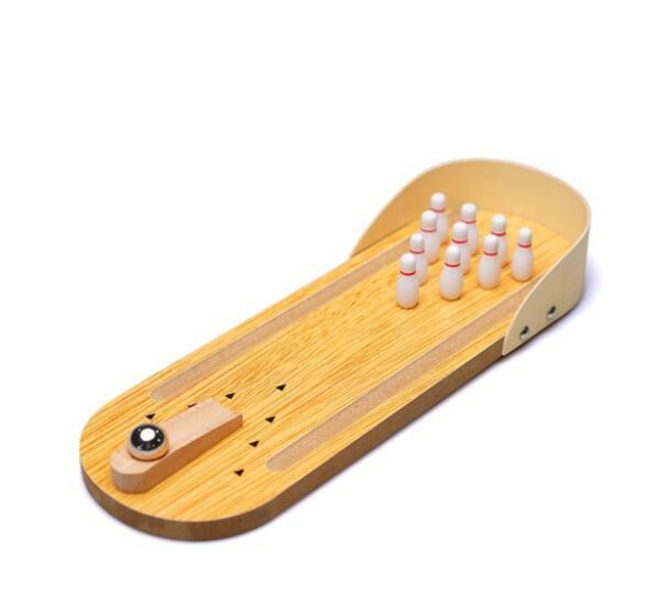 Mini Wooden Desktop Bowling Game Adult Children Stress Relief ADHD Fidget Toys