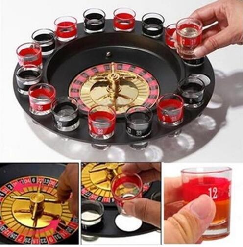 New Shot Glass Deluxe Russian Spinning Roulette Poker Chips Drinking Game Set Party Supplies Wine Games for Adult Drinken Game Toy