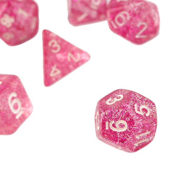 7Pcs/Set Crystal Dice Resin Polyhedral TRPG Games For Dungeons Dragons Glitter Shine D4-D20 Multi Sides Dice Pop for Game Gaming