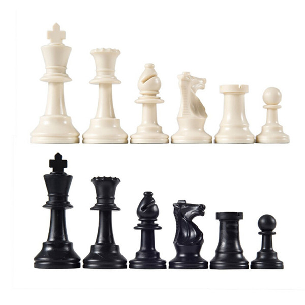 10set 32pcs Black&White Medieval Chess Pieces Plastic Complete Chessmen International Word Chess Game Entertainment 64MM AIJILE