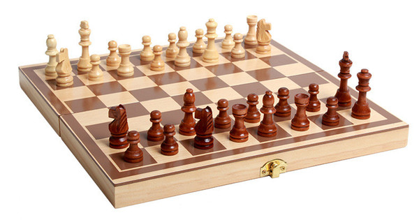 1 Pc Classic Wooden International Chess Set Board Game Foldable Staunton Style Chessmen Collection Portable Folding Board Chesses Game Toys