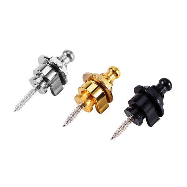 Wholesale- 10pcs/bag Electric Guitar Metal Bass Strap Locks Antiskid Straplocks Accessories Black/Silver/Gold Optional