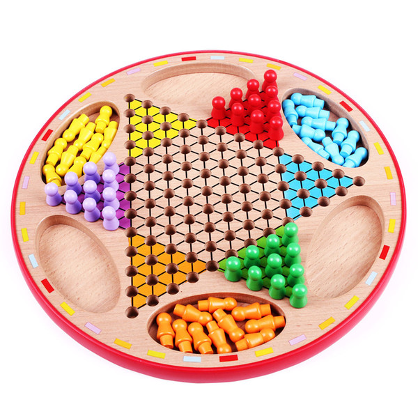 Parent-child interactive board games early childhood educational wooden toys flying chess checkers chessboard