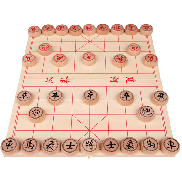 Chess game Chinese chess Long history game small eucalyptus chess wooden box chessboard puzzle board game diy