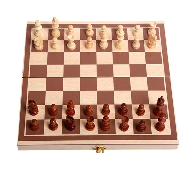 Folding Wooden Standard Travel International Chess Game Board Set Intelligence Training for Children
