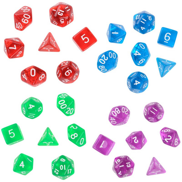 7Pcs/Set Crystal Dice Resin Polyhedral TRPG Games For Dungeons Dragons transparent D4-D20 Multi Sides Dice Pop for Game Gaming