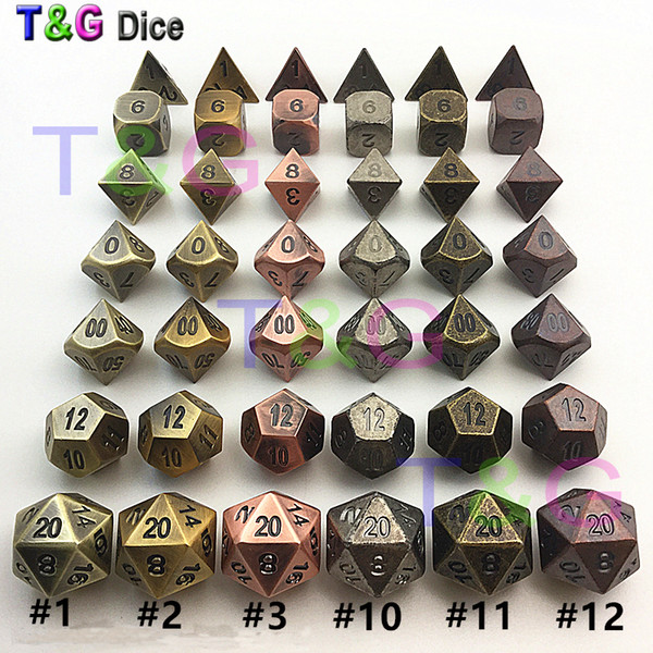 Wholesale- TOP Quality 2017 New Metalic 7 Dice set d4 d6 d8 d10 d% d12 d20 for Board Games Rpg Dados jogos dnd for man special gift