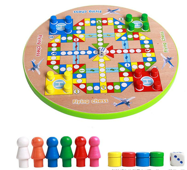 1 pc Wooden Multifunctional Checkers/Flying Chess Children's educational toys Kid Table Games Wood Toy Set Boy&Girls Birthday Gift