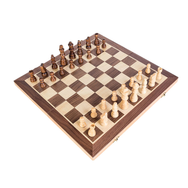 Foldable Wooden Chess Set International Chess Entertainment Game Set Folding Board Educational Magnetic Chess