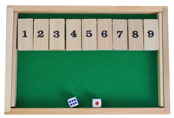 Deluxe 9 Number Shut the Box Dice Board Game Classic Desktop Toy Educational Wooden Toys