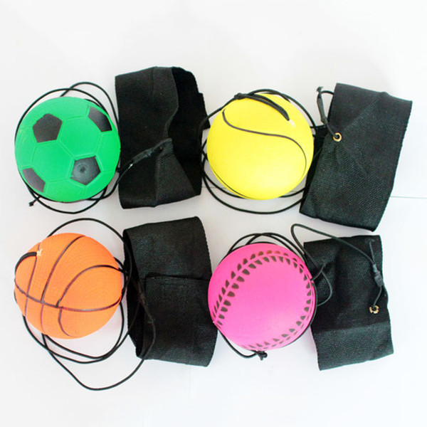 Wholesale- 2016 New 60mm Bouncy Wrist Band Ball Elastic Rubber Ball Toy For Wrist Exercise Board Game Party Fun Random Color