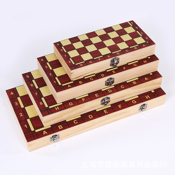 Hot sale! large size 3-in-1 function High Quality Wooden International Chess checkers Set Board Game Foldable Portable Kids Gift