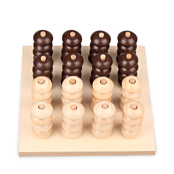 Wooden 3D Connect Four Chess Spatial Thinking Games Montessori Sensory Counting Teaching aids 18*18CM