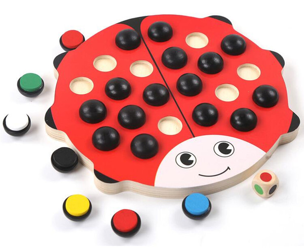 Wooden Ladybug Beetle Memory Chess Matching Game Kids Children Brain Early Development Toys - Perfect Gifts for 3 Year Old and Up