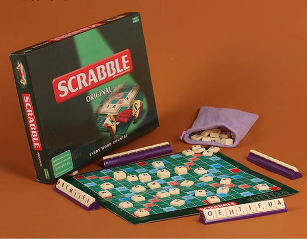 Wholesale- 2017 New Quality English French Spanish Russian Scrabble Games Kid Spelling Learning Puzzles Letters Games Table Jigsaw