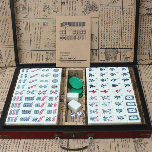 Top Quality Card Games 146 Tiles Mah-Jong Set Multi-color Portable Vintage Mahjong Rare Chinese Toy With Box Party Gifts