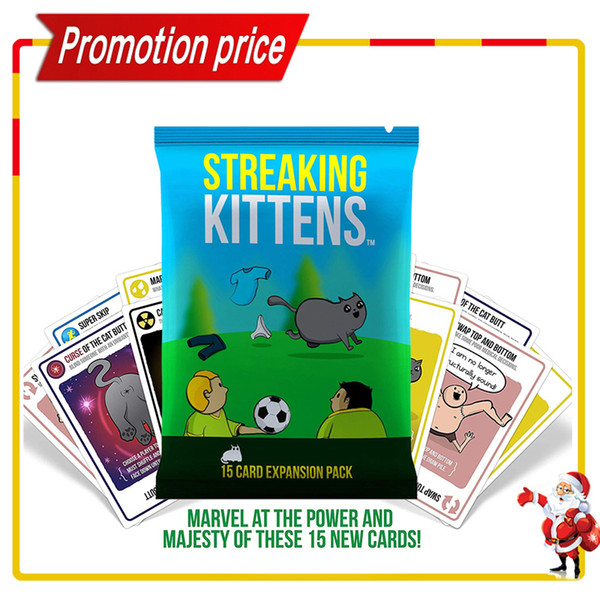 Christmas Gift Streaking Kittens Funny Cards Game for Adult This Is The Second Expansion of Explodig Kitens Includes 15 cards