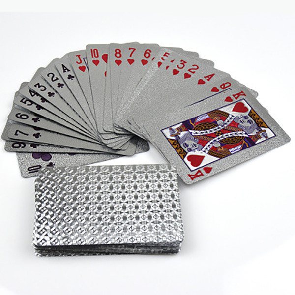 10pcs golden Silver Poker Luxury Design High Quality Plastic Cards Waterproof And Dull Polish Poker Free Shipping