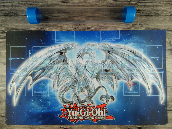 YuGiOh Neo Blue Eyes Ultimate Dragon Link Zones Playmat Rule 4 TCG Mat Free Tube