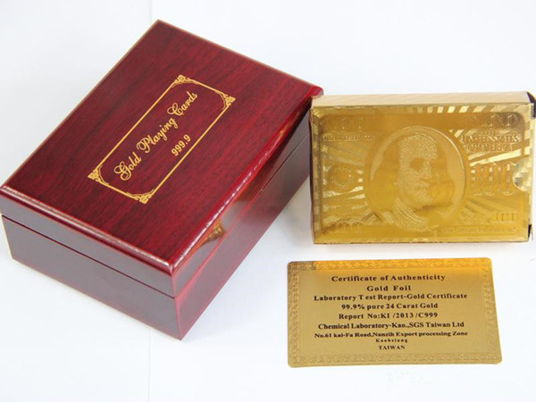 24K Gold Foil Plated Poker Playing Cards Traditional Set With red Box Free collectibles