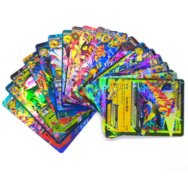 100PCS/Set EX Mega Shine English XY 100GX+trainer 20GX+20mega+59EX+1Energy 72EX+28Mega 80EX cards+20 Mega cards No repeat Card Game For Boys