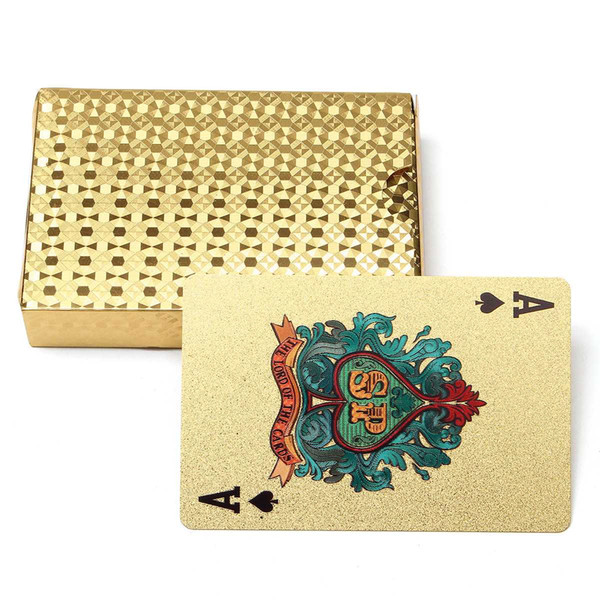 50pcs Gold Edition 24K Golden Playing Cards Deck Magic card Plastic Gold Foil Plated Poker Cards Waterproof